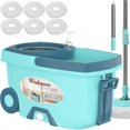 thumbnail image 1 of Spin Mop and Bucket System Mop and Bucket with Wringer Set Mops for Floor Cleaning Household plies Tools with 6 Replacement Refills 61 Extended Handle for Household Hardwood Floor Green, 1 of 8