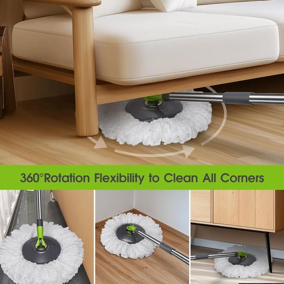 Spin Mop Bucket System,Pedal Spin Mop and Bucket with Set,EasyWring Microfiber Mop with 3 Mop Pads,360Spinning Floor Cleaning System - Home & Office Suitable