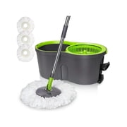 Spin Mop Bucket System Pedal Spin Mop And Bucket With Wringer Set EasyWring Microfiber Mop With 3 Mop Pads 360 Spinning Floor Cleaning System - Home And Office Suitablechaohui