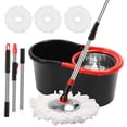 thumbnail image 1 of Spin Mop and Bucket with Wringer Set, 360° Spinning Mop and Bucket System with 3 Microfiber Mop Replacement Heads and 51" Stainless Steel Adjustable Handle for Mop Floor Cleaning, 1 of 7