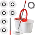 thumbnail image 1 of Spin Mop and Bucket with Wringer Set, 360°Spinning Mop Bucket System with 6 Microfiber Mop Floor Scrub Brush and 61" Stainless Steel Adjustable Handle for Floor Cleaning, 1 of 6