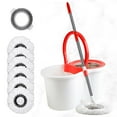 thumbnail image 1 of Spin Mop and Bucket with Wringer Set, Mop Bucket System with 6 Microfiber Mop Head, 1 Floor Scrub Brush and 61" Stainless Steel Adjustable Handle for Floor Cleaning, White, 1 of 6