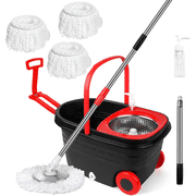 Spin Mop and Bucket with Wringer Set on Wheels, 360 Spinning Mop with Stainless Steel Handle for Floor Cleaning System w