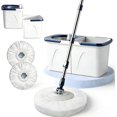 thumbnail image 1 of Spin Mop Bucket with Wringer, Mop with Bucket Set Includes 3 Replacement Pads, Durable Mop Bucket for Home Floor Cleaning, 1 of 9