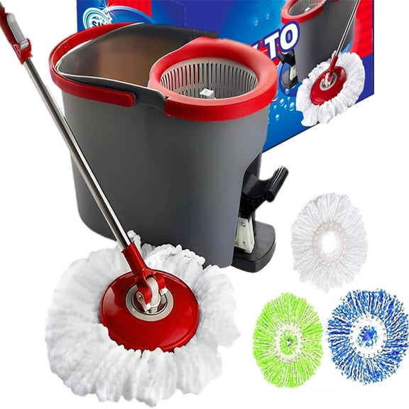 Spin Mop Cleaning System with 3 Microfiber Mop Heads