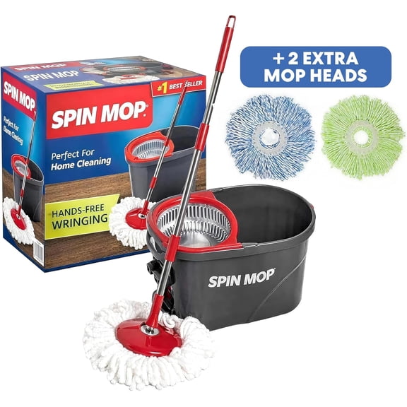 Spin Mop Cleaning System with 3 Microfiber Mop Heads