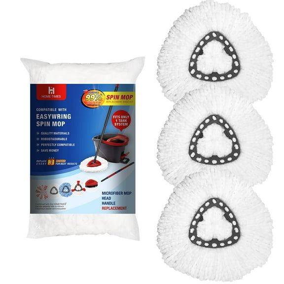 Spin Mop Heads Compatible with O Cedar EasyWring System, 3 Pack Replacement Spin Mop Refills, Only Fit for Triangle Mop