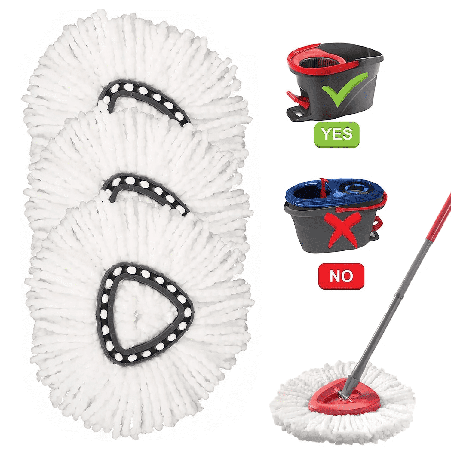 Spin Mop Head for O-Cedar Spin Mop Refill, EasyWring Spin Mop Microfiber Refill, Easy Cleaning Mop Head Replacement 3 Pack