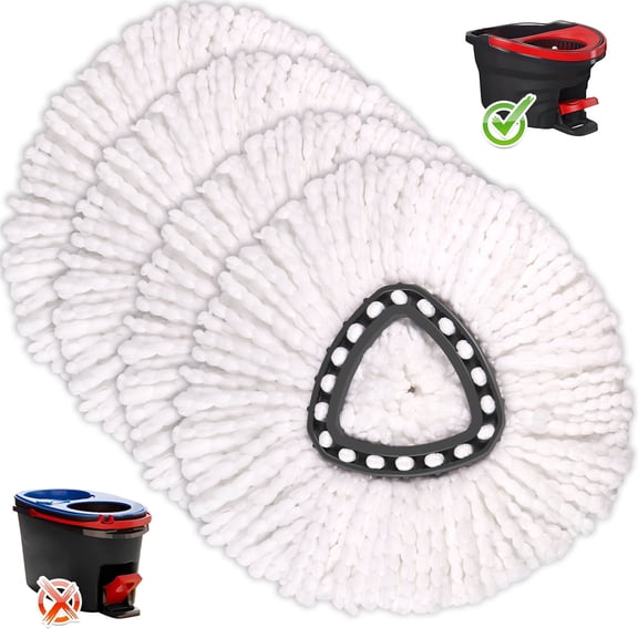 Mop Head ONLY!!! Spin Mop Head for Spin Mop Refill, EasyWring Spin Mop Microfiber Refill, Easy Cleaning Mop Head Replacement 4 Pack