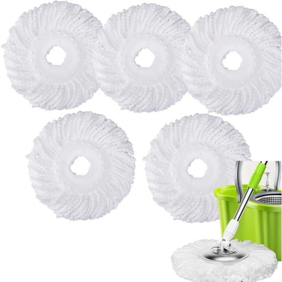 Spin Mop Replacement Compatible with Hurrican, Mopnado, Cassabel 360 Spin Magic Mopping,Microfiber Spin Mop Refill Heads for Universal Round Shape Standard Size 5 Pack
