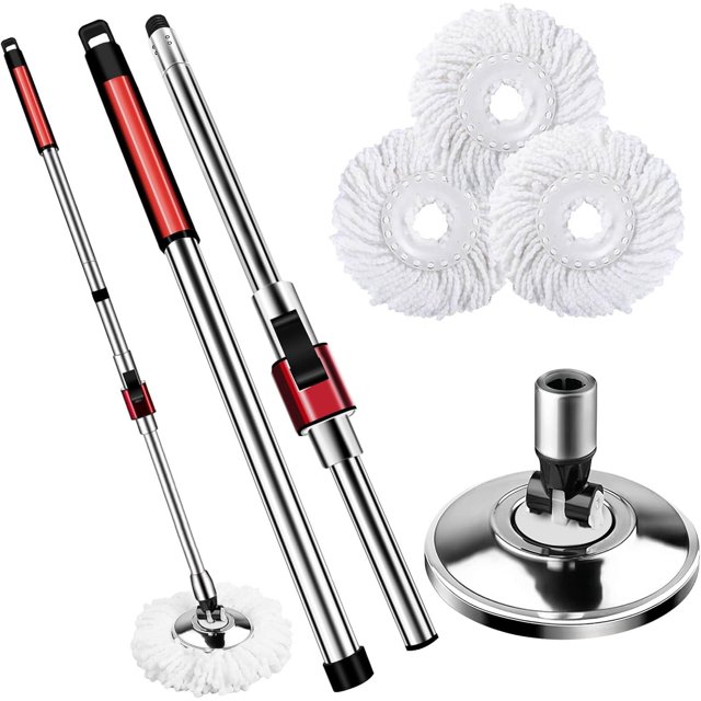 Spin Mop Replacement Handle， 360° Swivel Adjustable, 2 Reinforced