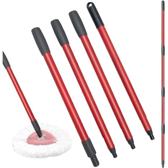 Spin Mop Replacement Handle - 4-Section 30" to 58" Mop Handle Replacement Stick, EasyWring Handle for Floor Cleaning (Mop Head & Base Not Included)