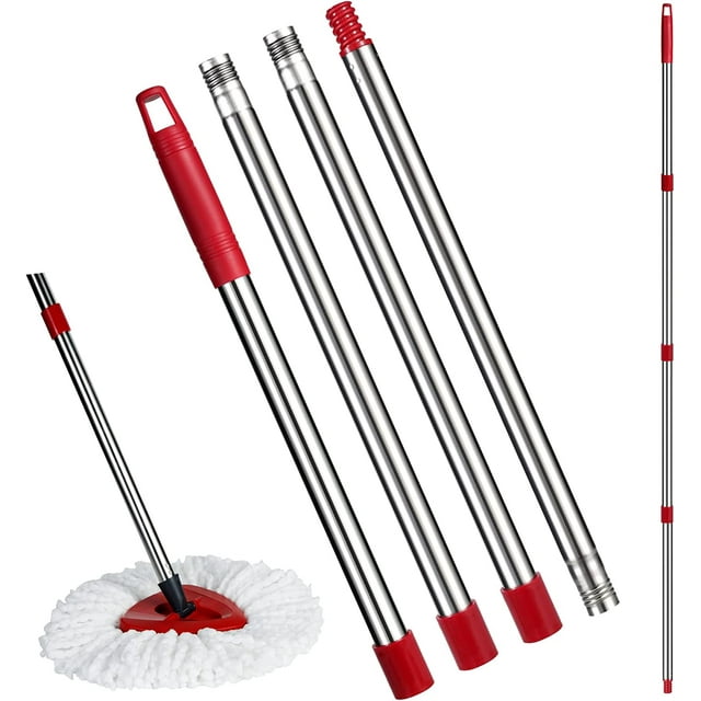 Spin Mop Replacement Handle for O Cedar - 4-Section 32" to 58" Mop Handle Replacement Stick Compatible with O-Cedar, EasyWring Mop Refills/Base