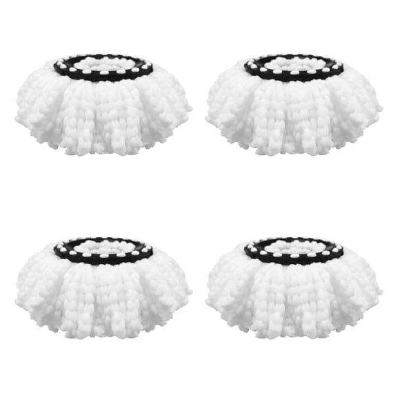 Spin Mop Replacement Head, 4-Pack Microfiber Mop Refills for 360 Spin Mop System, Round Mop Replacement Refills, White