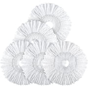 Spin Mop Replacement Head 5 Pack Magic Mop Refill for Hurricane 360 Spin Mop Systems, Microfiber Spin Mop Head, Round Shape Standard Universal Size 5 Count (Pack of 1)