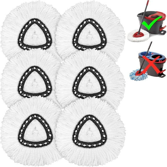 Spin Mop Replacement Head 6 Pack Mop Refill Compatible with Ocedar Triangle Swivel Mops Microfiber Swivel Mop Refill,Deep Clean,Machine Washable and Easy to Replace