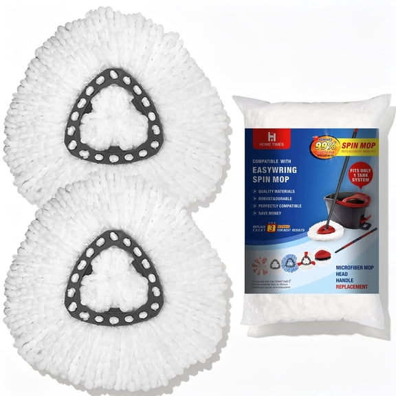 Spin Mop Replacement Heads Compatible with O Cedar EasyWring, Microfiber Refills, Machine Washable, 2 Pack