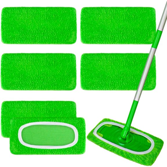 Spin Mop Replacement Set, Compatible with O-Ceda EasyWring 1- Spin Mops 2 Microfiber Mop Refills, Adjustable 30-58 in Stainless Steel Handle, Brush and Spin Base (M, Square)