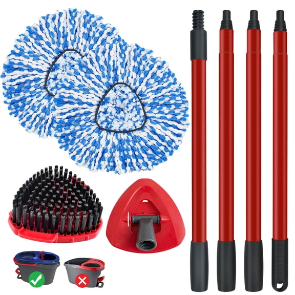GFRED Spin Mop for O-Cedar RinseClean, Mop Head, Mop Handle, Scrubber, Base Replacement 5-in-1