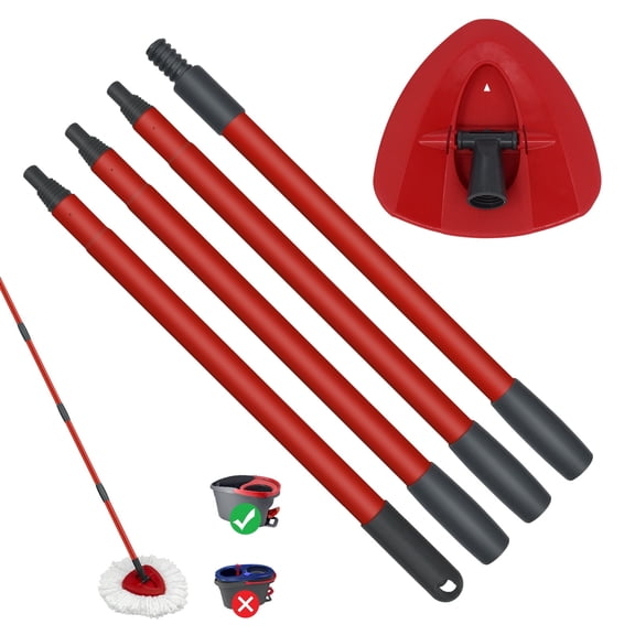 GFRED Mop Handle & Mop Base Replacement fit O-Cedar EasyWring, Red Metal Stick
