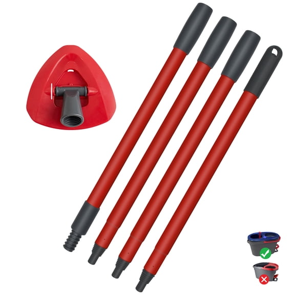 GFRED Mop Handle & Mop Base Replacement fit O-Cedar EasyWring, Red Metal Stick