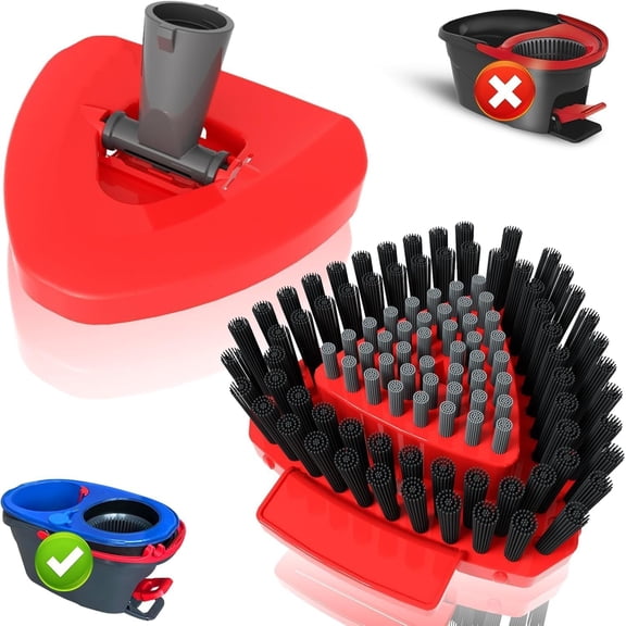 Spin Mop Scrub Brush Replacement and Base Compatible with RinseClean 2 System, Floor Brush Triangle Hard Bristle Cleaning Brush for Bathroom Kitchen Pool, Garage, Patio
