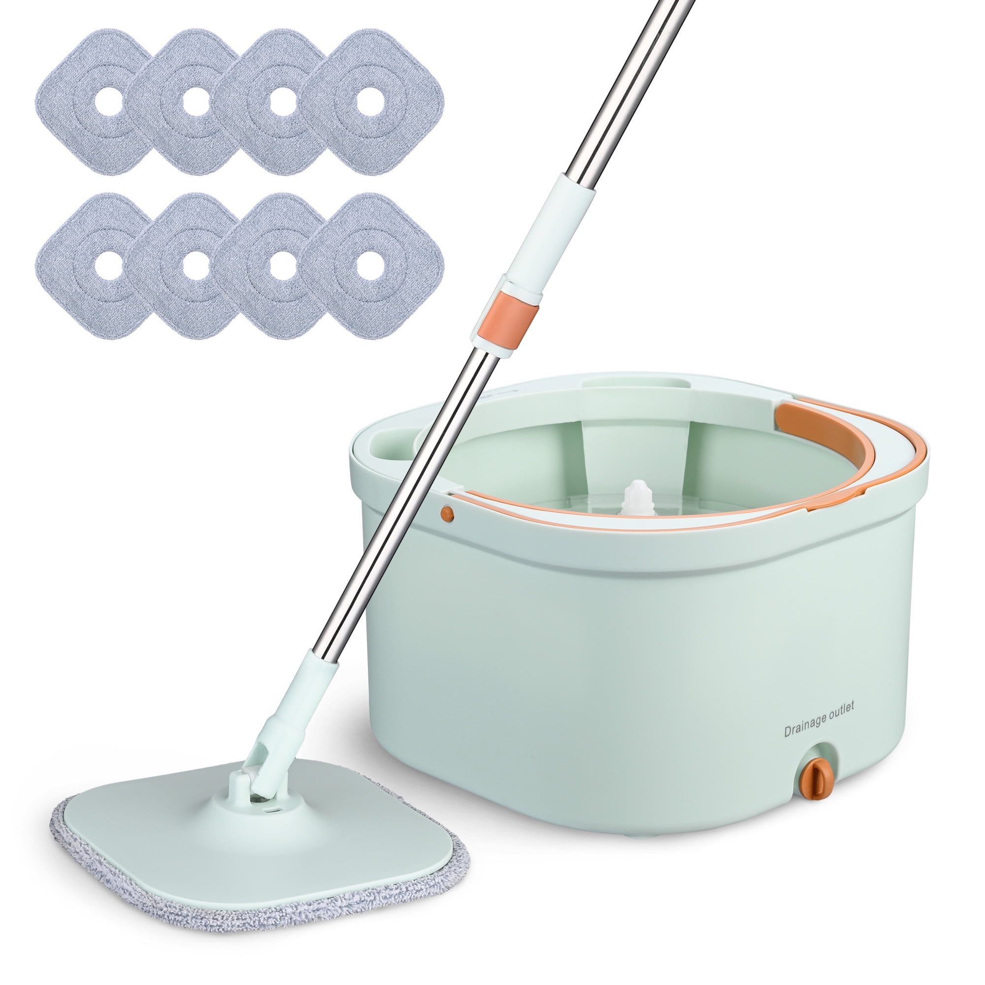 Casabella Clean Water Microfiber Spin Mop with 2-Bucket System, Blue/White