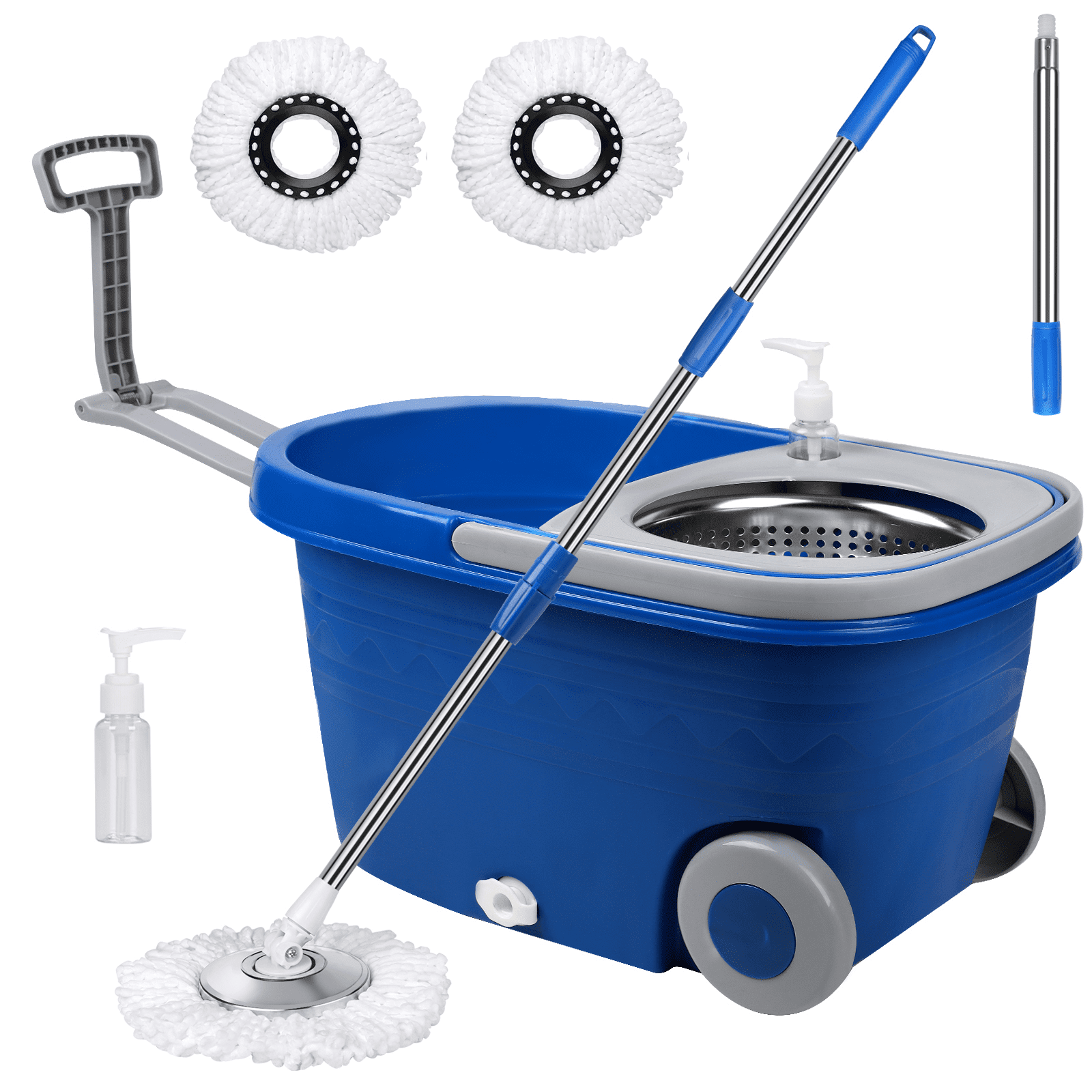 Spin Mop and Bucket Set with Wheels for Easy Moving,3 Microfiber Mop