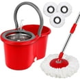 thumbnail image 1 of Spin Mop and Bucket System, Bucket System with Wringer Set for Floor Cleaning, 61 inches Telescoping Mop Rod for Office and Home Use, Red, 1 of 7