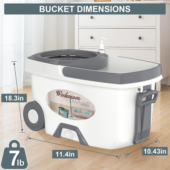 Spin Mop and Bucket System with 6 Microfiber Mop Heads