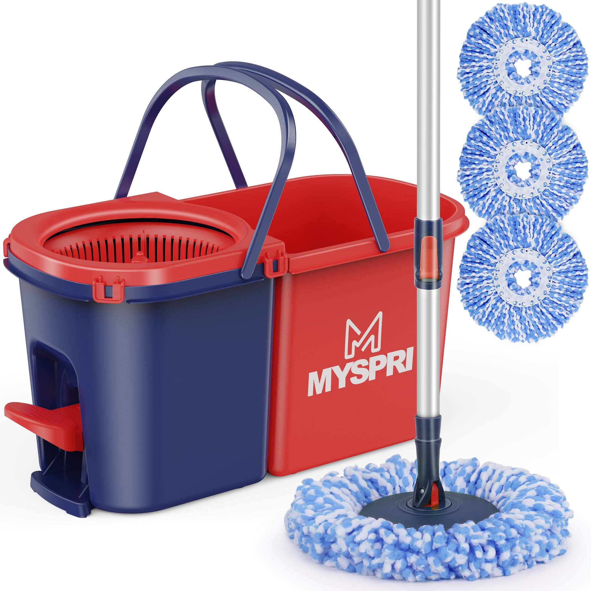 MYSPRI Spin Mop and Bucket System with Wringer Set