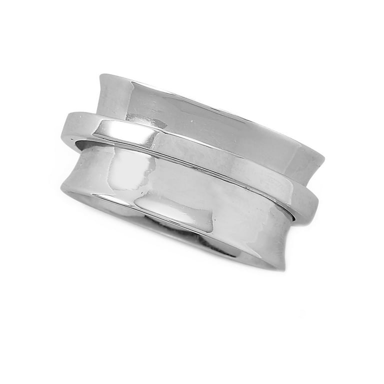 Spin Ring Plain Center Spinner Rhodium on Sterling Silver - Nontarnish Spin Ring Plain Center Spinner Rhodium on Sterling Silver - Nontarnish