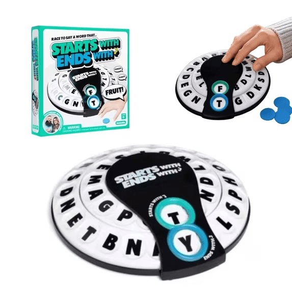 Spin & Shout Word Game for Adults, Fast-Paced Vocabulary Party Game with Letter Wheels, Spinner Device & 20 Tokens for Game Nights, Travel & Group Gatherings
