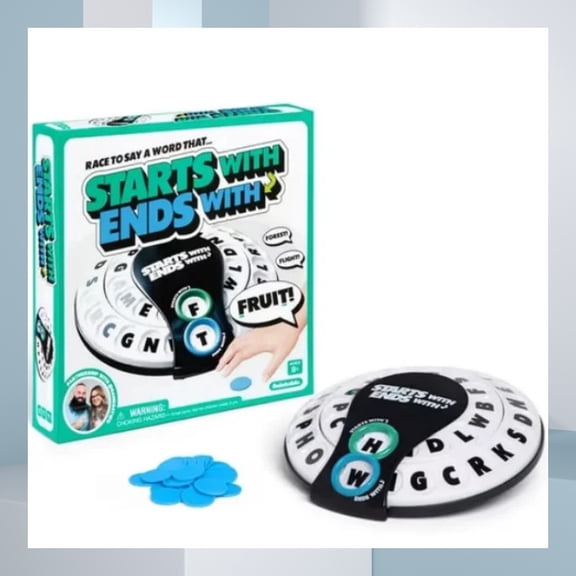 Spin & Shout Word Game For Adults, Start With Ends With Game With Letter Wheels, Spinner Device & 20 Tokens For Game Nights, Travel & Group Gatherings