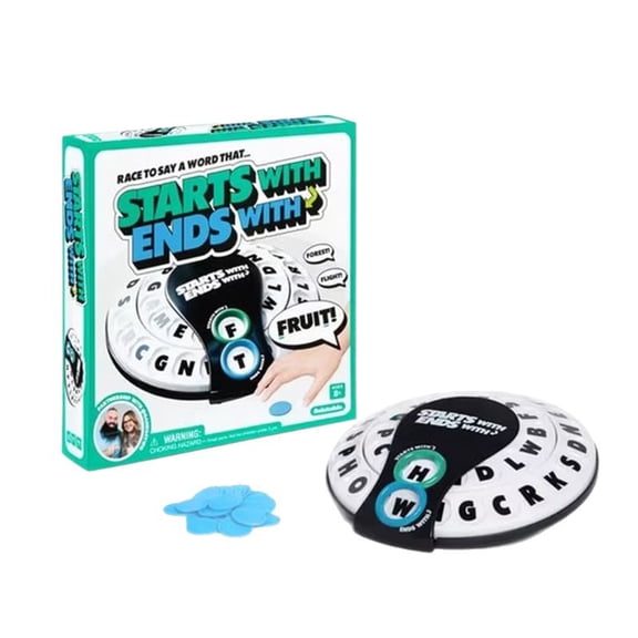 Spin & Shout Word Game, Starts With Ends With Fast-Paced Letter Spinning Word Game Complete with Spinner Device & 20 Tokens for Adult Parties and Travel Use