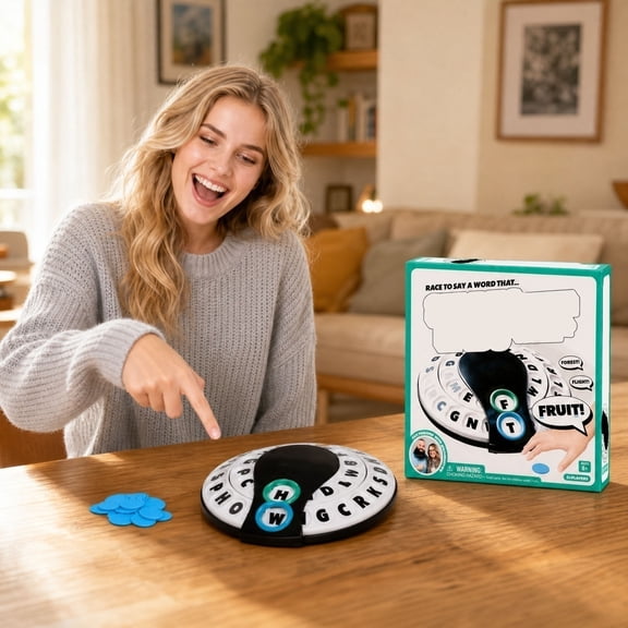 Spin & Shout Word Game, Timed Letter Combination Party Activity, Rotating Letter Board With Score Discs, Social Play For Office Parties And Cross-Country Road Trips