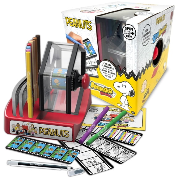 SpinAnimator: Studio Peanuts - DIY Animation Workstation, Create-Draw-Color Comic & Cartoon Strips, Moving Frames Viewer Wheel, Art Activity, Kids 6+