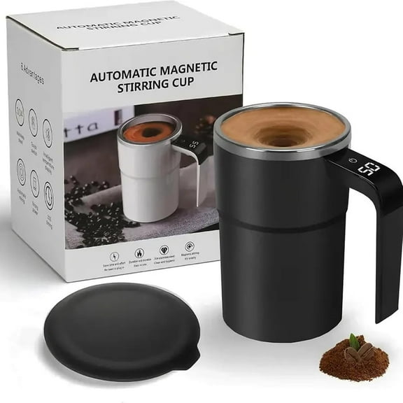 SpinBrew Mug – Automatic Stirring Magnetic Coffee Cup with Temp Display, Spin Brew Mug