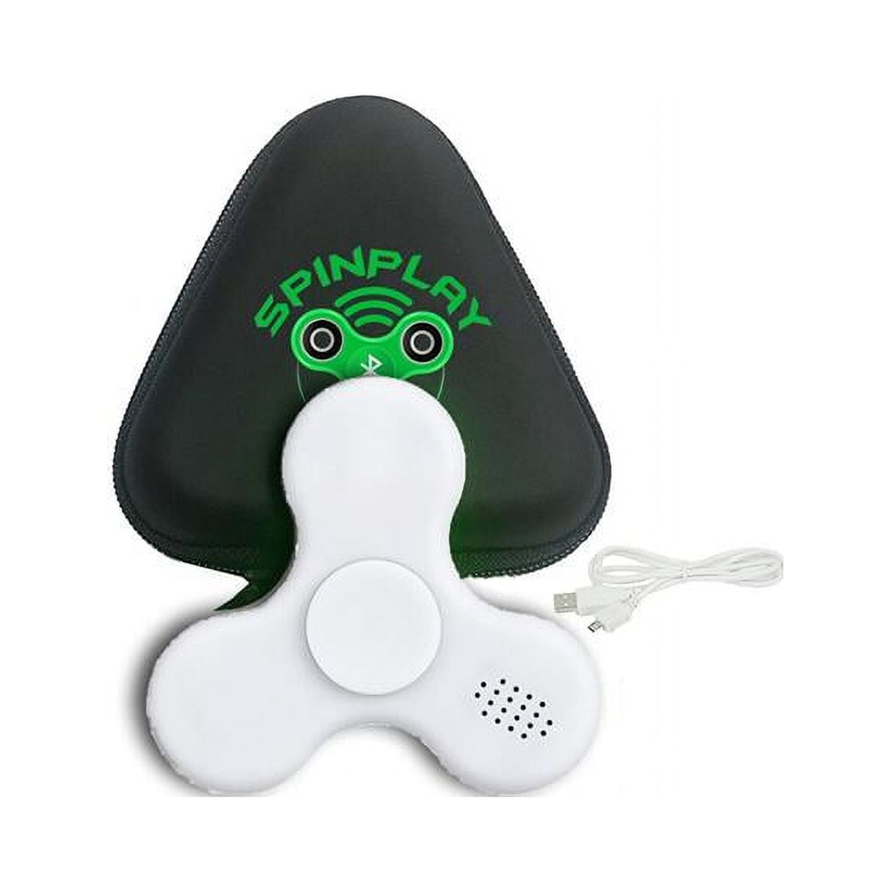 SpinPlay SPINPLAY-WHT Fidget Spinner Bluetooth Speaker with LED Lights, White