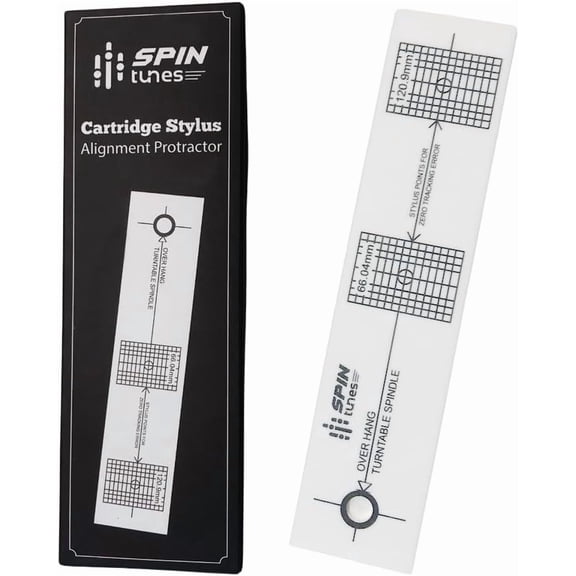 SpinTunes Turntable Stylus Alignment Protractor Tool, Transparent Acrylic, 1-Pack, High-Visibility Cartridge Calibration Tool for Accurate Tracking & Enhanced Vinyl Sound Quality