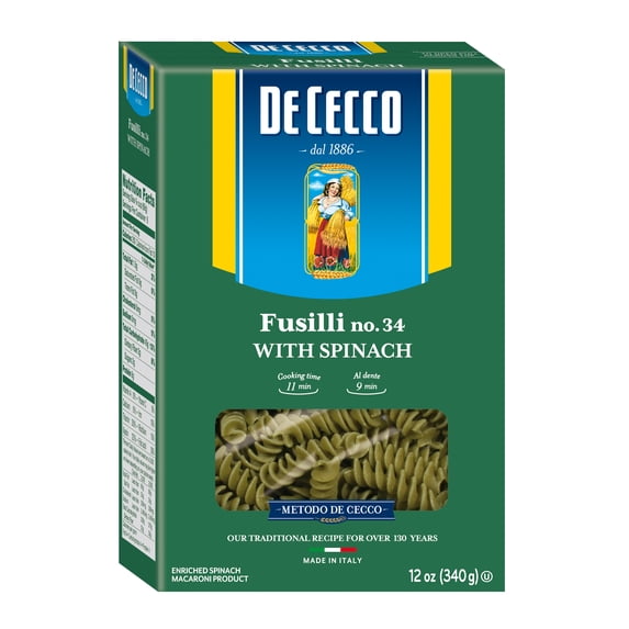 De Cecco Spinach Fusilli No.34 Pasta, 12 oz