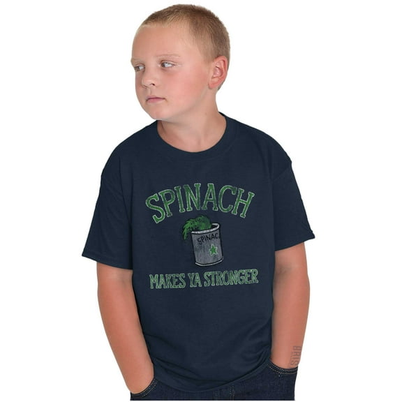 Spinach Makes Ya Stronger Popeye Crewneck T Shirts Boy Girl Teen Brisco Brands XS