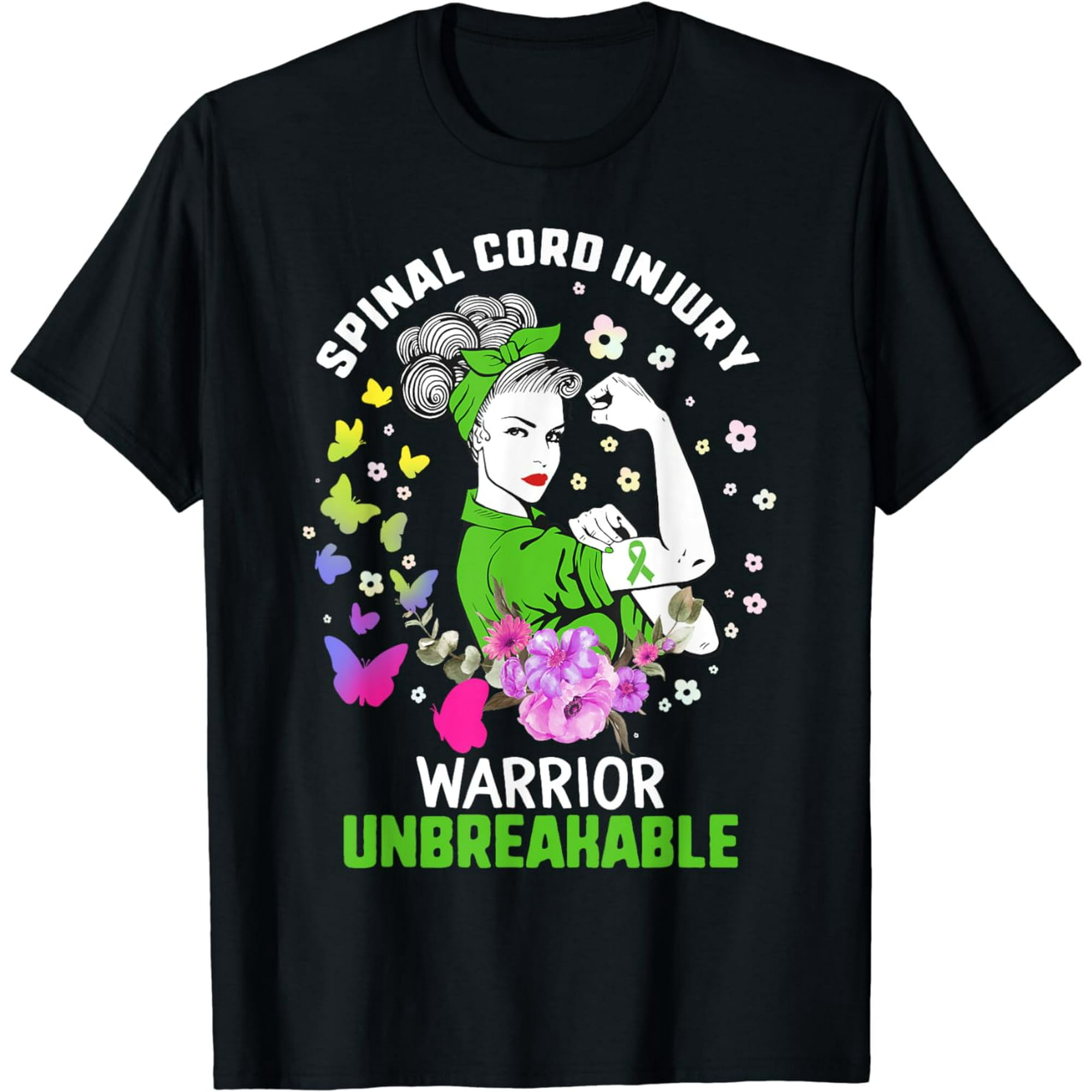 Spinal Cord Injury Awareness Lime Green Ribbon Strong Women T-Shirt ...