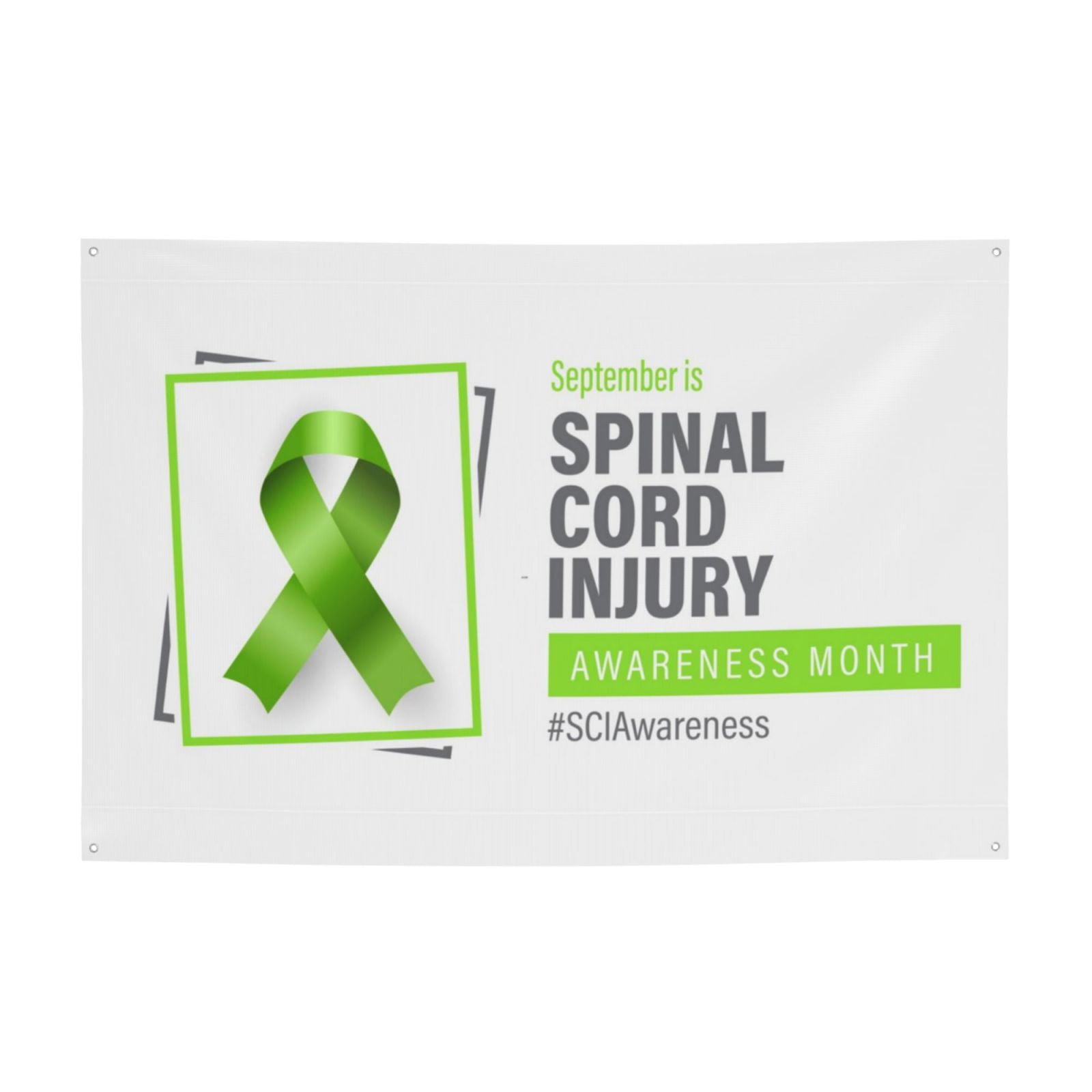 Spinal Cord Injury Awareness Month Green Ribbon Large Banner Party ...