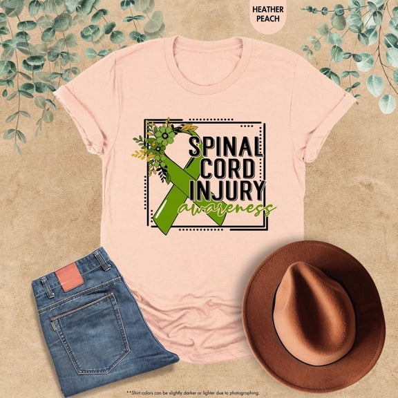 Spinal Cord Injury Awareness Shirt, Spinal Cord Injury Shirt, Floral Green Ribbon Shirt, Spinal Injury Shirt, SCI Warrior Shirt,SCI Survivor TSHIRT All Size S-5XL
