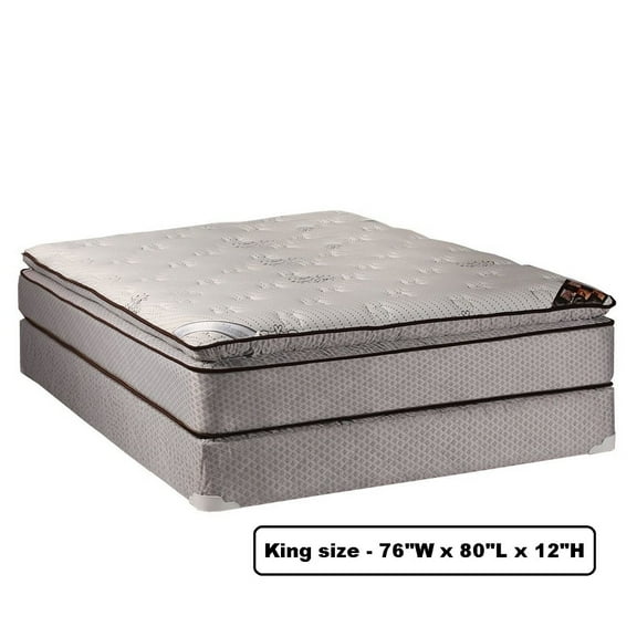 Spinal Dream Plush Pillow Top (Eurotop) King Size Mattress Set with Bed Frame Included - Sleep System with Enhanced Cushion Support, Fully Assembled, Great for your Back by Dream Solutions USA