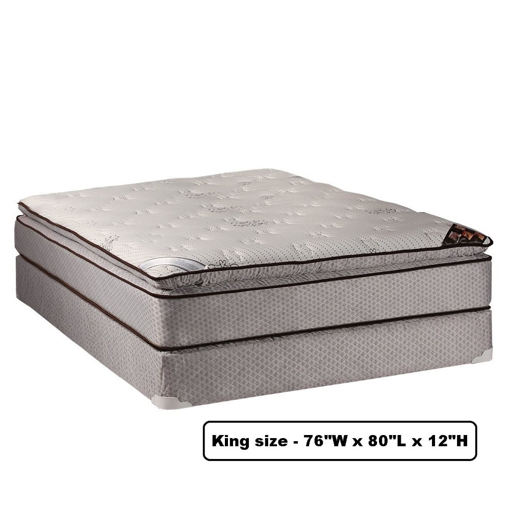Spinal Dream Plush Pillow Top (Eurotop) King Size Mattress Set with Bed Frame Included - Sleep System with Enhanced Cushion Support, Fully Assembled, Great for your Back by Dream Solutions USA