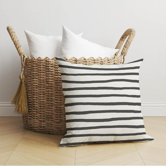 Spinal Row Ivory Charcoal Throw Pillow