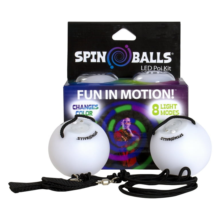 Spinballs Glow.0 LED Poi Balls Glow – USB Rechargeable with 22 Vibrant  Color Light Modes & Patterns – Durable, Soft-Core LED Poi Spinning Balls  with Adjustable Leashes & Double-Loop Handles 