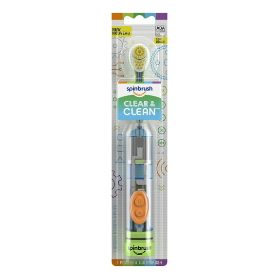 Spinbrush Clear & Clean Kids Toothbrush, Battery-Powered Electric Toothbrush, Soft Bristles, Batteries Included, 1-Count